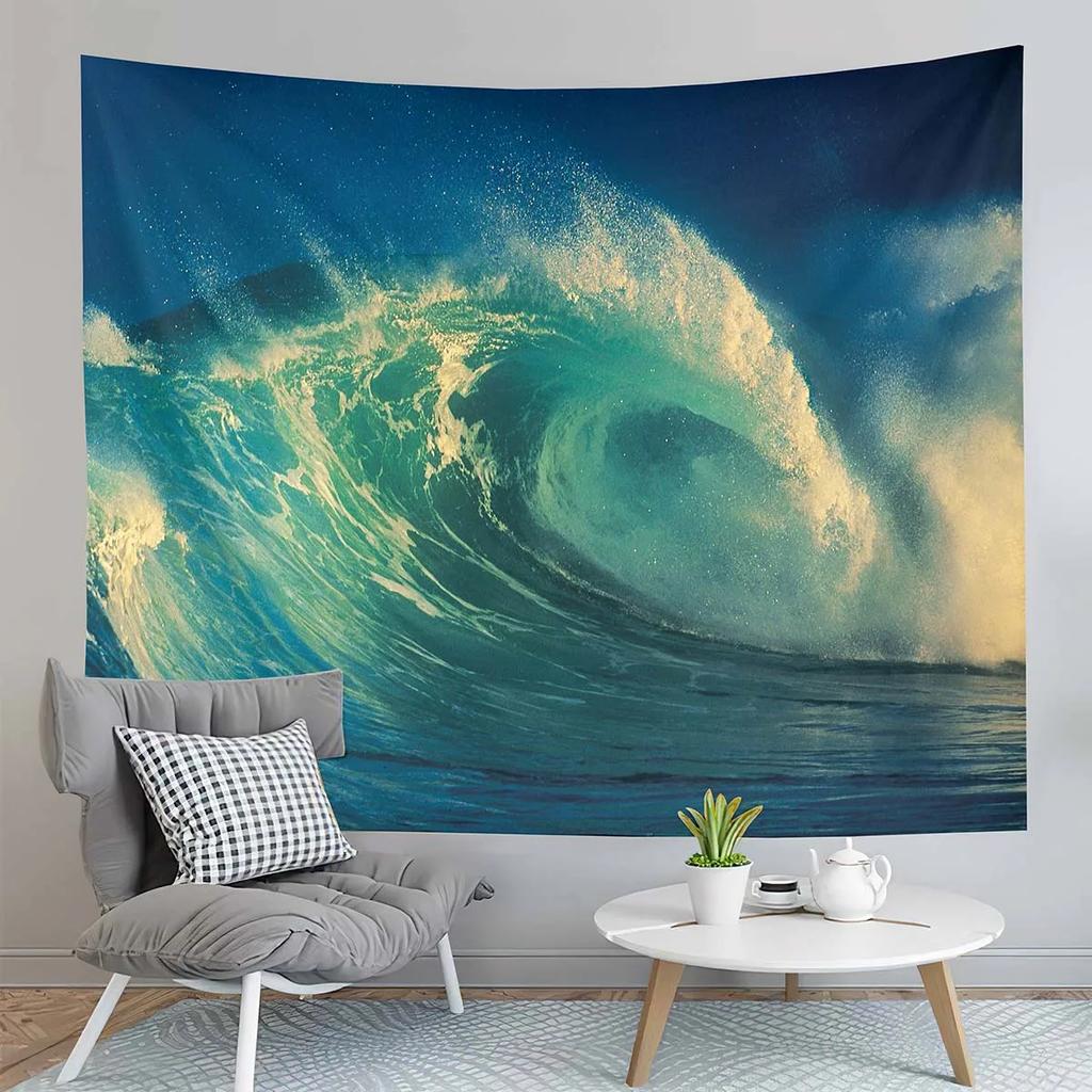 Ocean Wave Tapestry Surfing Wave Breaking Tapestry Natural Scenery Tapestry Wall Hanging Tapestries Art Living Room Bedroom Dorm