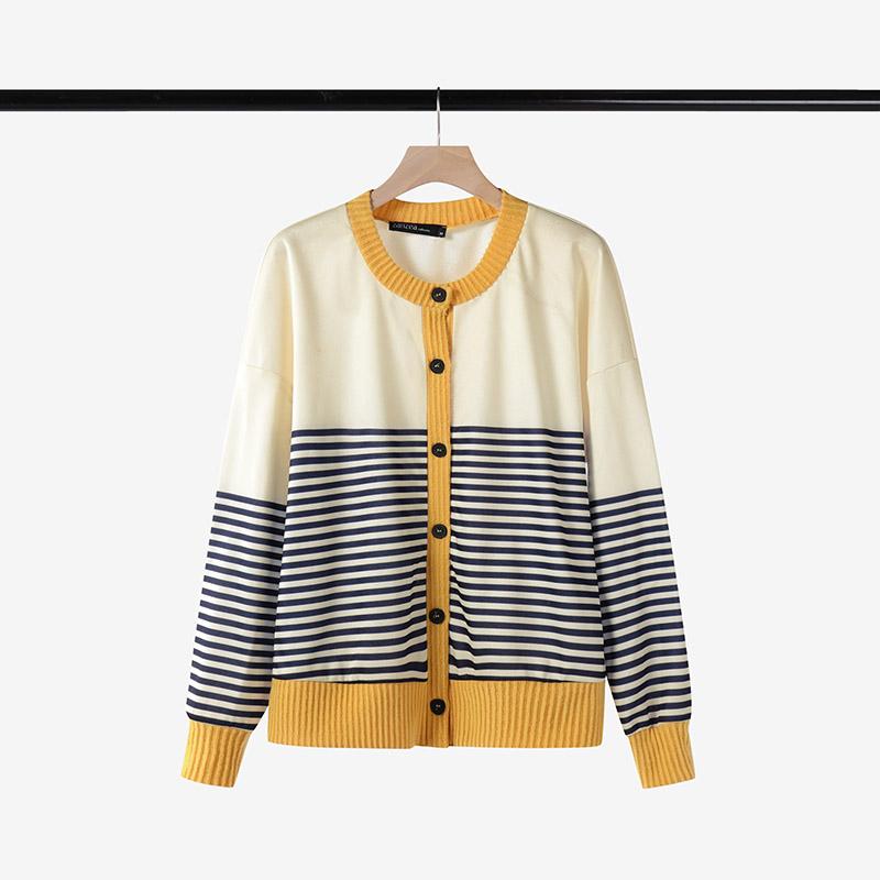 ZANZEA Womens Round Neck Long Sleeve Casual Stripe Blouse