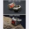 Men's Titanium Steel Ring Vintage Red Zircon Ring Gothic Cross Ring Men's Punk Accessories