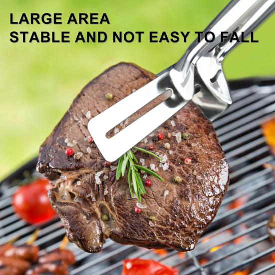Cooking Spatula Ergonomic Handle Stainless Steel Spatula Tongs Multi-Functional BBQ Tool for Home Kitchen