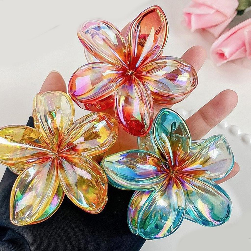 Hair Claw Clip Princess Theme Hair Claw Clamp Lovely Plumeria Hair Catch Barrettes Strong Hold Hairpin for Girls