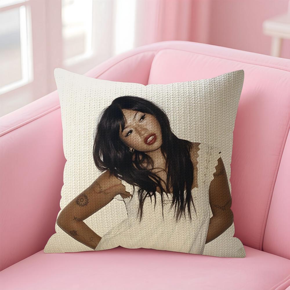 BBeabadoobee Singer Cushion Cover Natural Linen Pillow Case DoubleSided Print Decorative Sofa Pillowcase Home Decor Gift