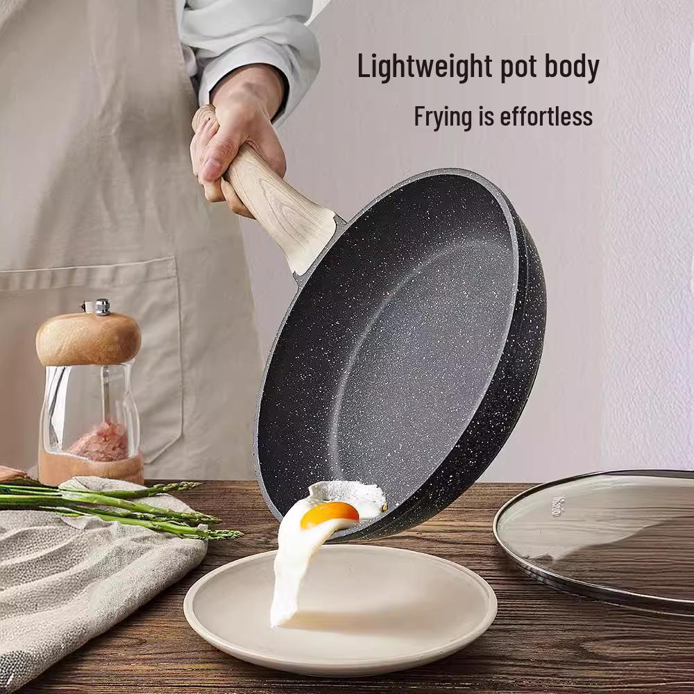 British Maifan Stone Non-Stick Wok: Flat Bottom Pan for Steak, Stir-Fry, and Cooking On Induction and Gas Stoves