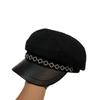 Spring And Autumn Small Fragrant Wind Coarse Tweed Light Luxury Rhinestone Strip Octagonal Hat European Old Money Wind High Quality Duck Tongue Beret