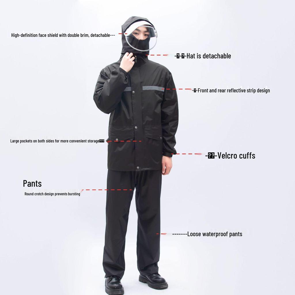 Reflective Raincoat and Pants Set for Electric Motorcycle Riding