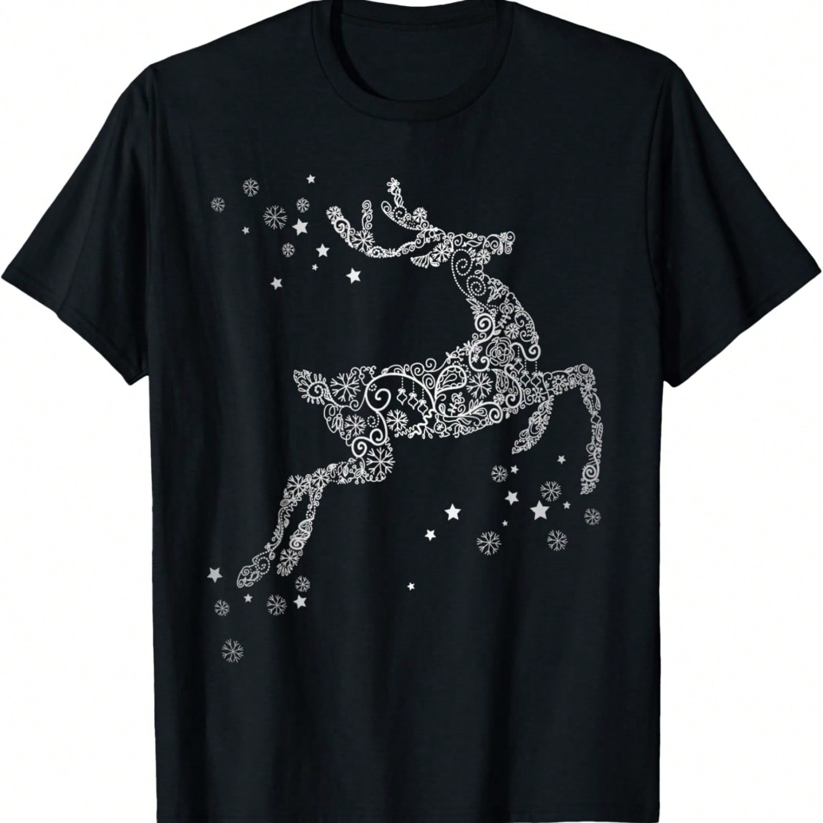 Silver Christmas Holiday Reindeer Decorative Fashion T Shirt T-Shirt S разноцветный