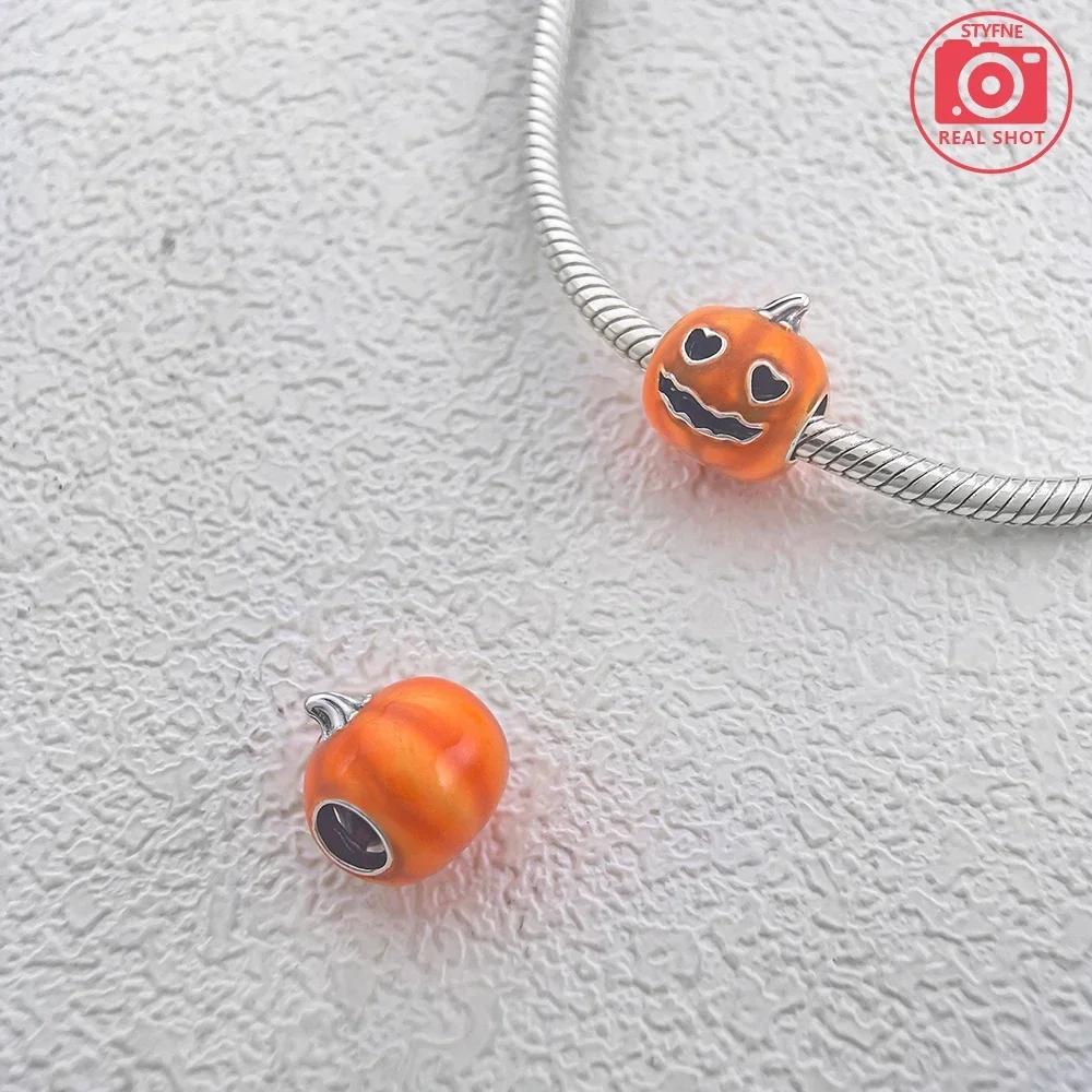 Happy Halloween Series Luminous Horror Pumpkin Charms Fit Original Women'S Bracelet Diy Simple Giftcopper