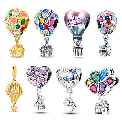 Original Charms Copper Air Balloon Charms Beads Fit 3Mm Original Bracelet Necklace Women Diy Jewelry Gifts