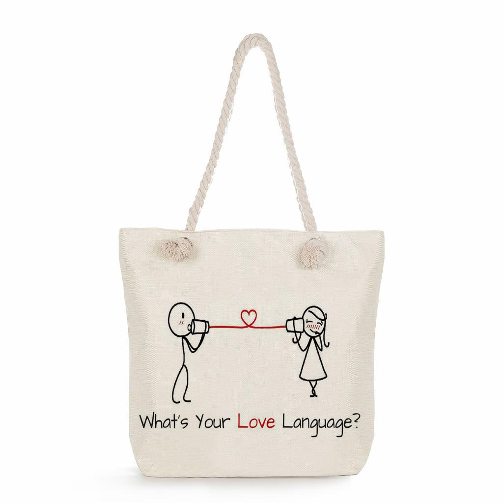 Love print thick rope single-shoulder beach bag 7230 CLE