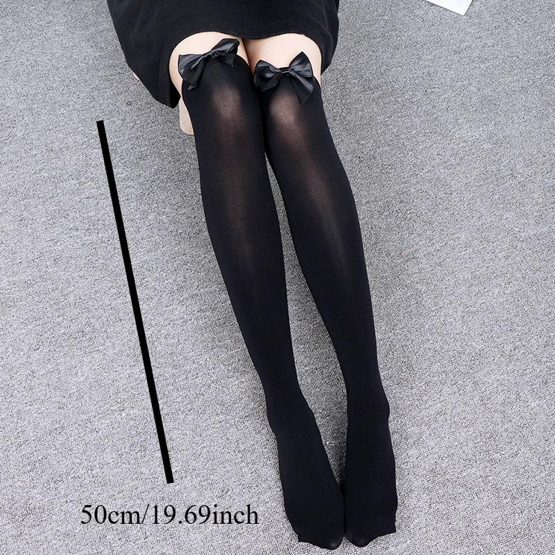 Sexy Thigh-High Bow Stockings for Women Pantyhose Breathable Black White Stocking Thigh Over Knee Stockings Cosplay Gifts