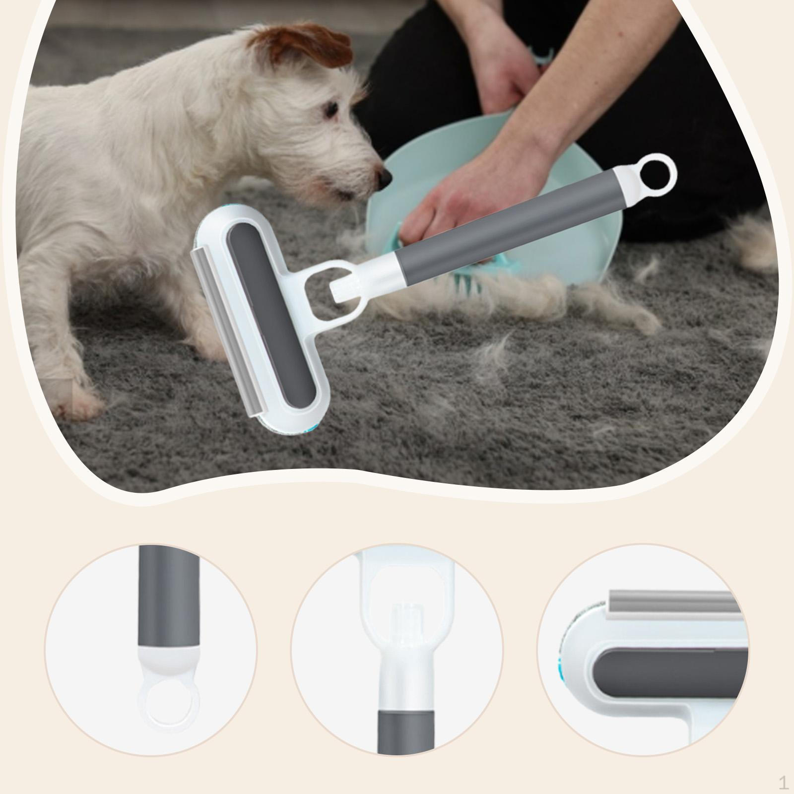 

Щетка для удаления шерсти домашних животных Уход за кошками Многофункциональная 3 в 1 Распыление стекла Вытирание серый