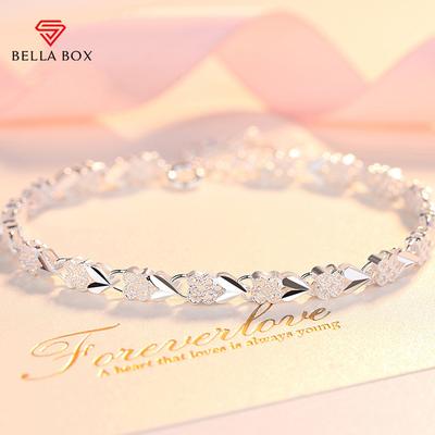 Neues kreatives Persönlichkeits einfaches XO Armband weiblich Liebe Klee Plattiert 925 Silber Koreanisches Armband Schmuck
