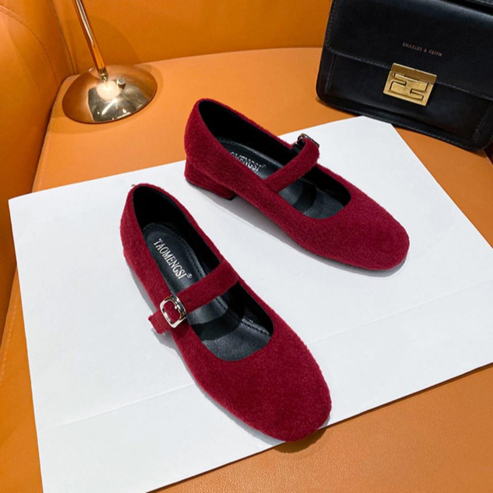Fashion Pumps Women's 2025 Spring/autumn Buckle Mary Jane Shoes for Womens Thick Heels Wearing Oversized 43 High Heels Woman's Shoes