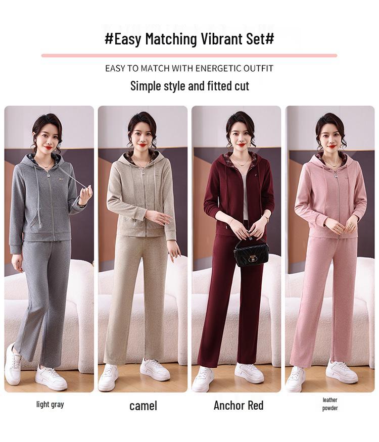 Women's Spring 2026 Casual Color-Block Hoodie & Sweatpants Set - Fashionable Two-Piece Sportswear