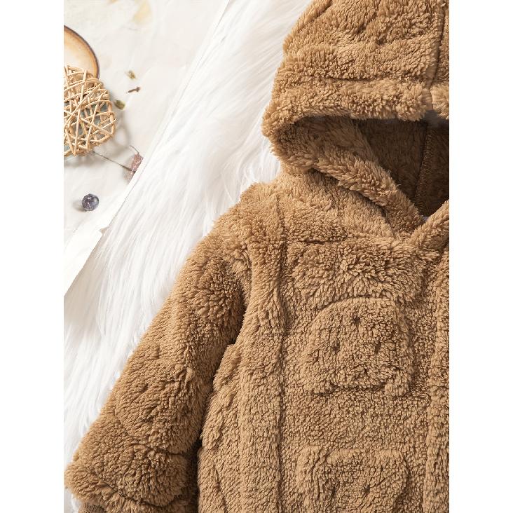 high quality[Girls' Bear Hoodie Set] Girls' Warm Plush Bear Hoodie & Pants Set | Casual Cute Two-Piece with Little Bears Pattern | Autumn Winter