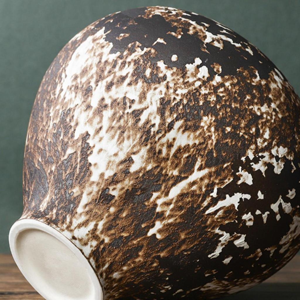 Wabi-Sabi Zen Style Mottled Retro Ceramic Vase - Mid-Century Nostalgic Pottery Jar