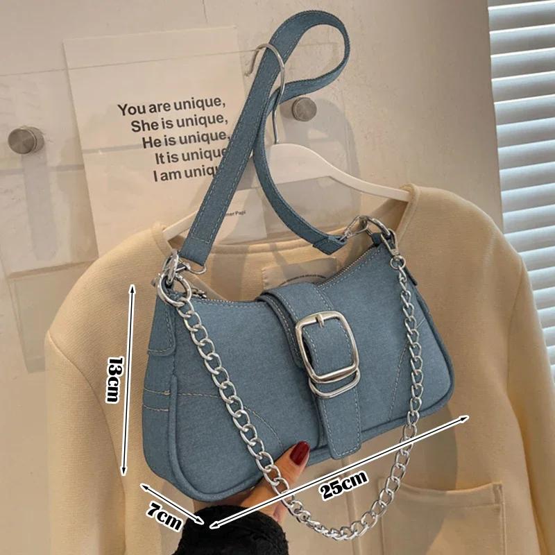 Small Design Jeans Bag Women's New Cross-Shoulder Bag Shoulder Canvas Bag Crossbody Bags for Women CHAINS