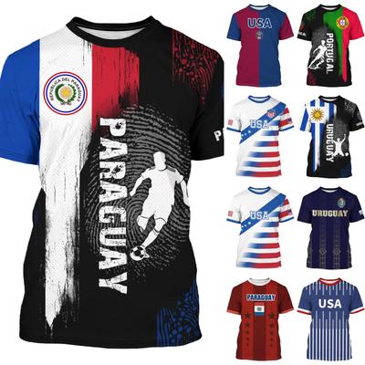Unisex Retro Style Soccer Fan Jersey USA Graphic Printed Short Sleeve Crew Neck Athletic Fit Tee Shirt for Sports and Casual Wear