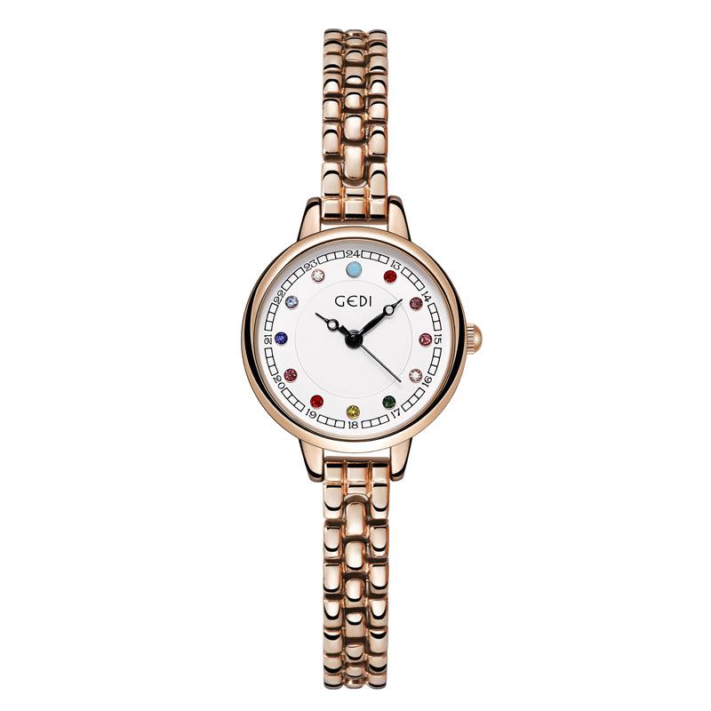Colorful birthstone medieval watch niche high-value alloy bracelet watch women's exquisite waterproof steel belt watch