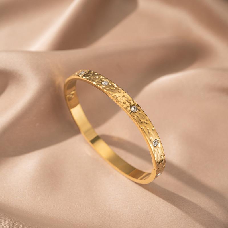 18k Rose Gold Diamond Buckle Bracelet - Korean Stylish Design, High-End Jewelry