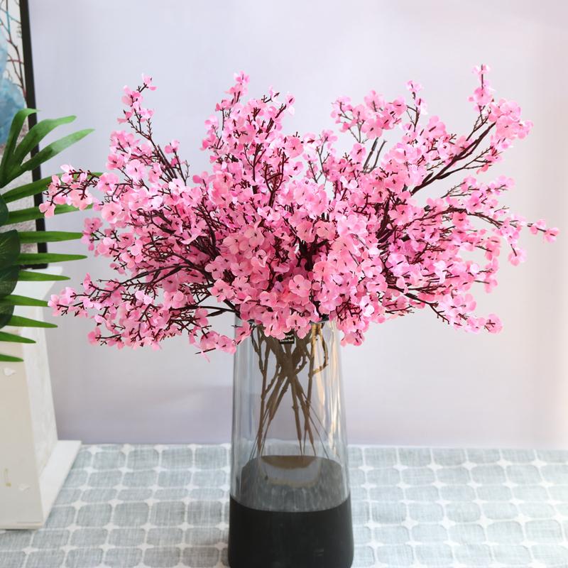 White Artificial Flowers Cherry Blossoms Gypsophila Fake Plants DIY Wedding Bouquet Vases for Home Decor Faux Christmas Branch