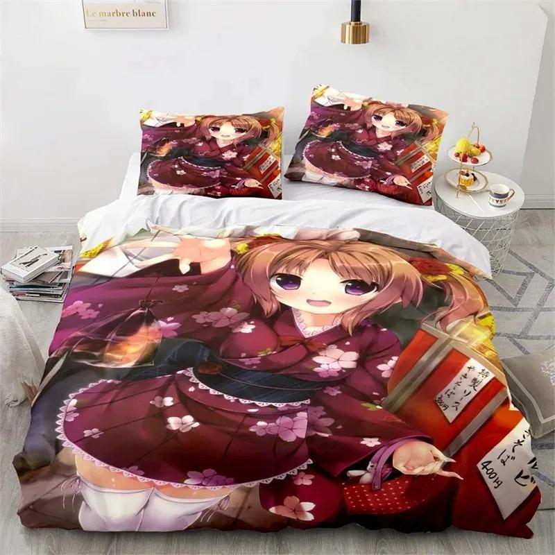 Anime Kawaii Sexy Girl Bedding Set Boys Girls Twin Queen Size Duvet Cover Pillowcase Bed Kids Adult Fashion Home Textileextile