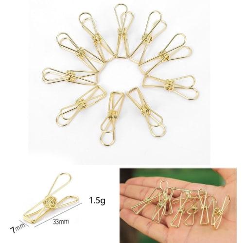 Bombinate Outdoor Tent Clips, Multifunctional Camping Gear, Durable Clips, Gold Tablecloth Clips, Wire Clips (Pack of 20, Gold, Small)