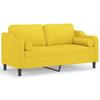 Vidaxl 2-Osobowa Sofa Z Poduszkami, Jasnożółta, 140 Cm, Tkanina