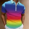 Women Short Sleeve Polo Shirt Dark Blue Teal Spiral Dot Circle Print Half Zip Lapel Top