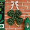 St Patricks Day Wreath Four Leaf Clover Door Hanger for Home Decor Gift