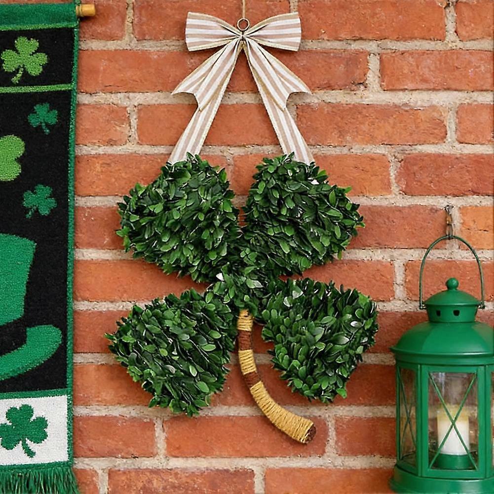 St Patricks Day Wreath Four Leaf Clover Door Hanger for Home Decor Gift