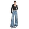 Women's Retro Wide-Leg Jeans: American Design, HK Style, Loose Straight-Leg, Floor-Length