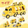 HIWO Car Toys for Boys Ages 2, 3, 4, 5, and 6 [Light and Sound] Educational Toy Set of 5 Large and Small Vehicles (1 Large Truck + 4 Mini Cars) Constr