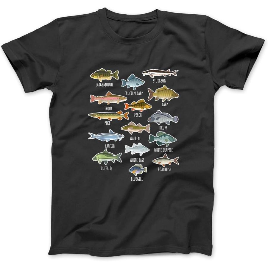 

Types of Freshwater Fish Species Fishing T-Shirt NVY Mens Womens Unisex Longsleeve Tank Top, Hoodie XXXXXL різнокольоровий