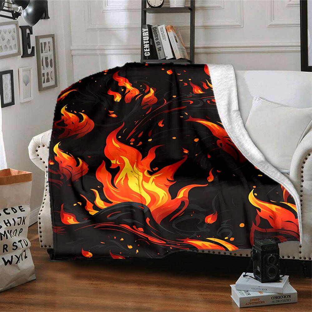 1pc Flame Dragon Blanket, Lightweight Flannel Throw Blanket for Sofa, Bed, Travel, Camping, Living Room, Office, Couch085