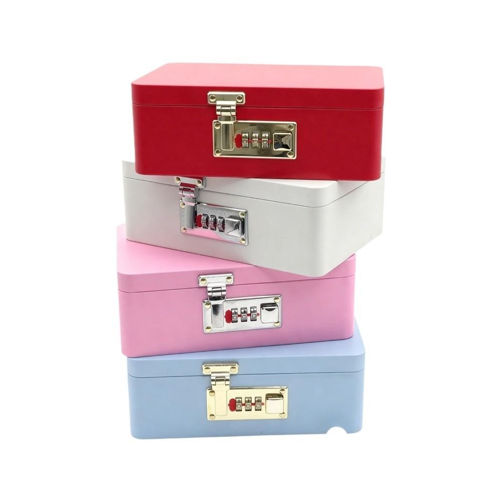 Combination Lock Password Lock Storage Box Rectangular Shape Flip Top Design Storage Iron Box Metal Construction