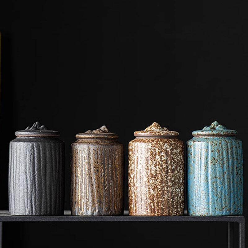 European Style Ceramic Tea Caddy with LidCreative Candy Canister Portable Tea Set Accessories Nuts Coffee Bean Storage Bottle