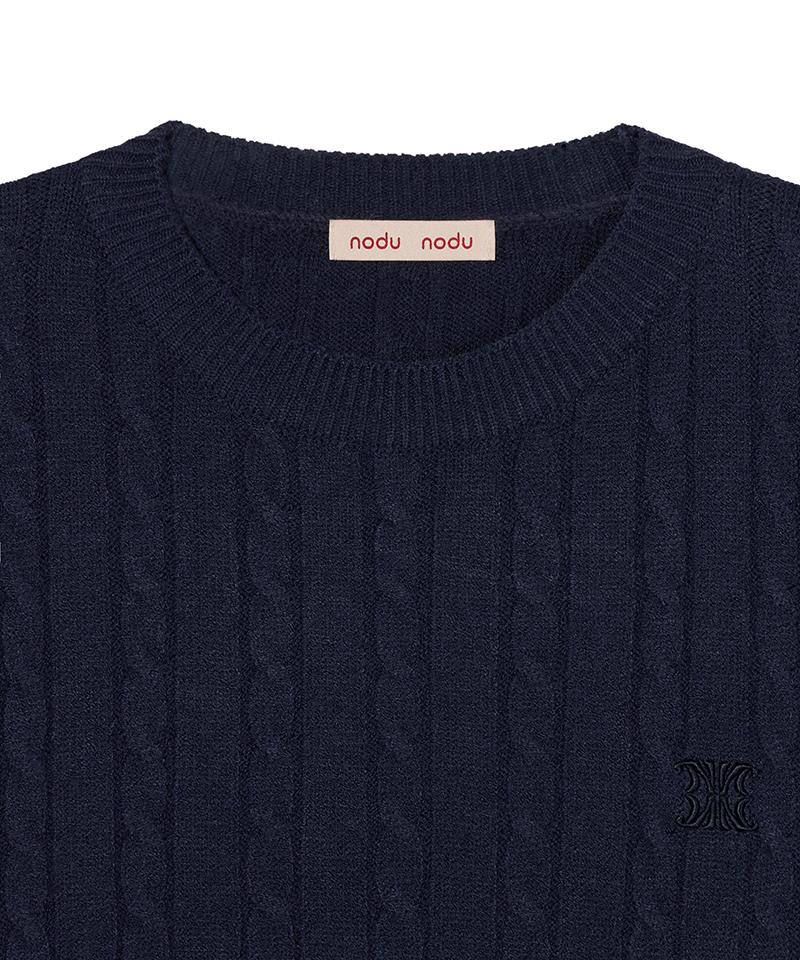 Nodeuyuumeon Witty Cable Round Knit [Navy]