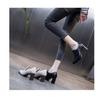 Women's Fashion Chunky Heel Slip-On Square Toe High Heels - British Style Leather Shoes for Autumn/Winter 2025