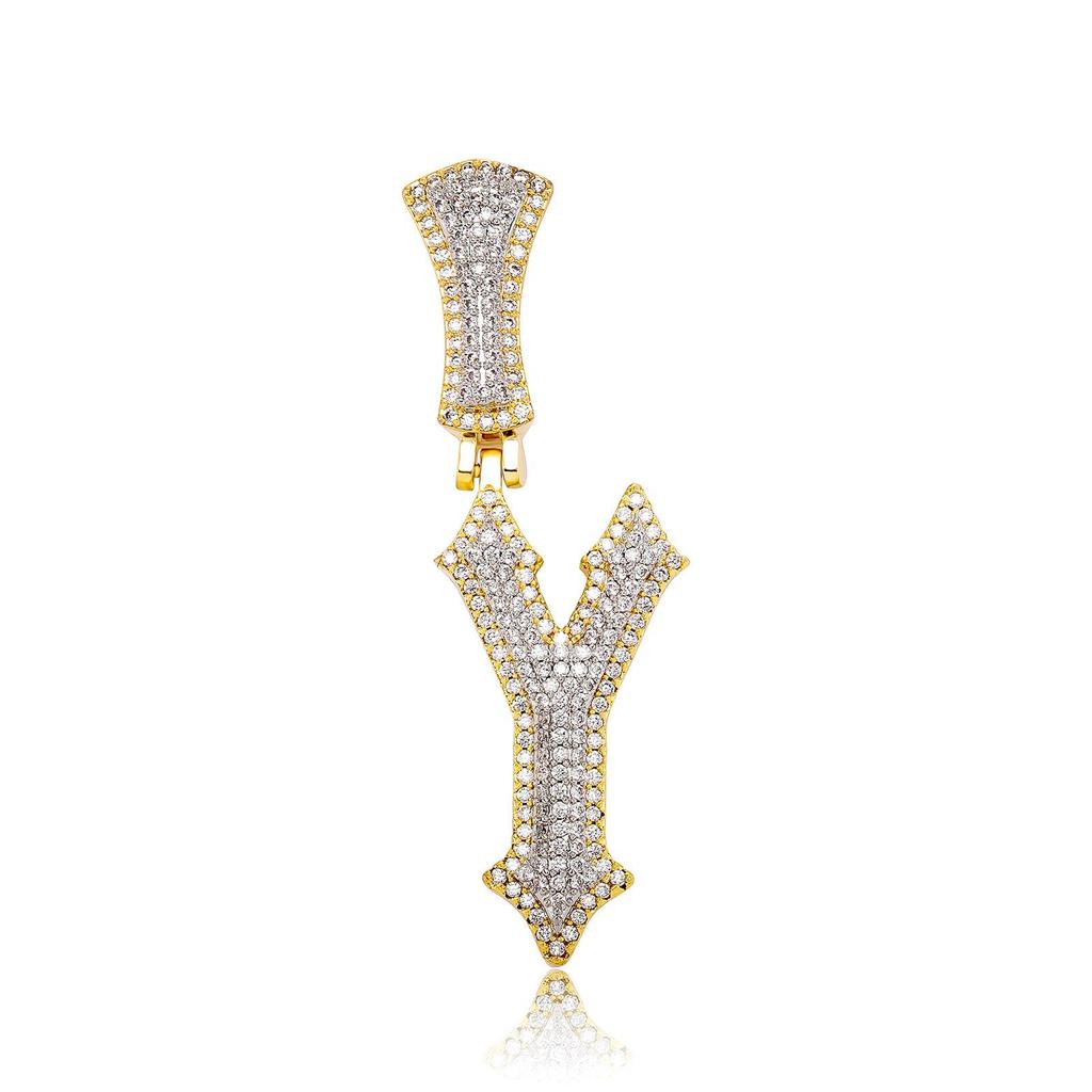 Jin'ao European & American Hip Hop Letter Pendant Spiked Double-Layer Diamond Men's Necklace