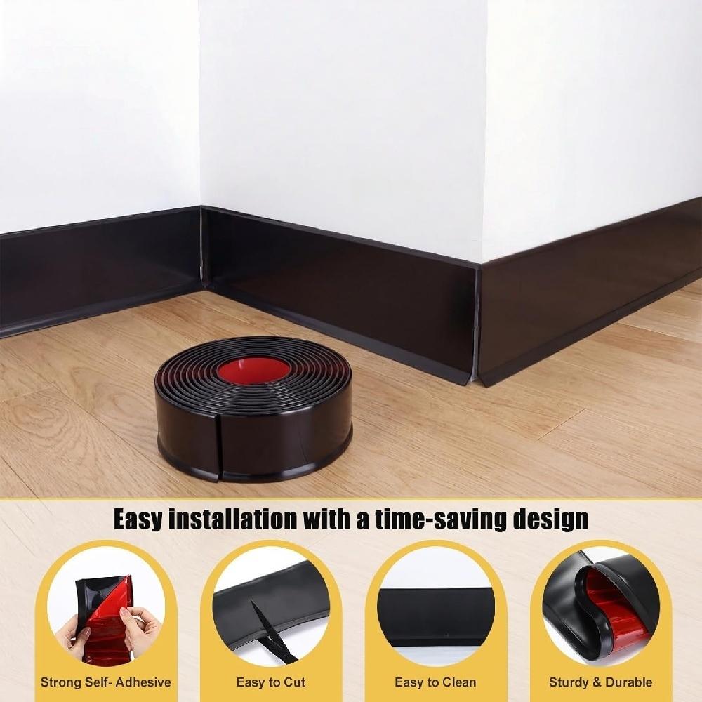 1pc 10cmX1m/2m/3meters Flexible Baseboard Molding Trim, Self Adhesive Rubber Wall Base. PVC for Walls Home Trim (White)
