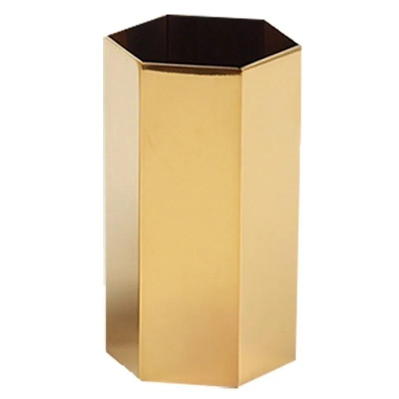 1pcs Stainless Steel Vases  Hexagon Pen Holder Gold Simple Style Home Decoration