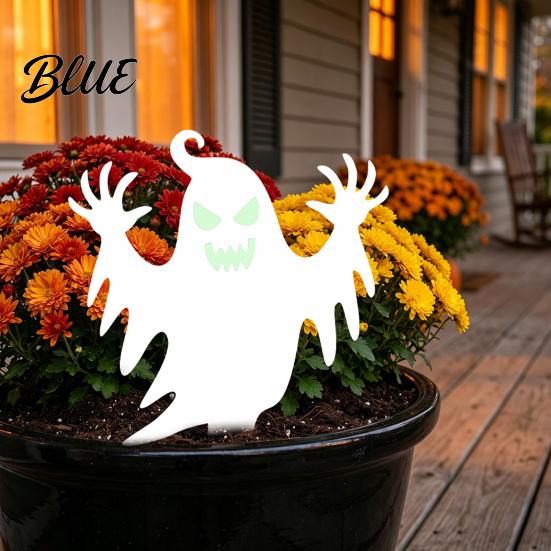 Spooky Garden Figures Halloween Ghost Stake Glow-in-The-Dark Yard Sign Pumpkin Luminous Lawn Ornaments Scarecrow Acrylic Decoration for Pathway