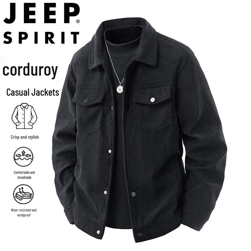

JEEP SPIRIT Men s Corduroy Lapel Casual Jacket 5XL