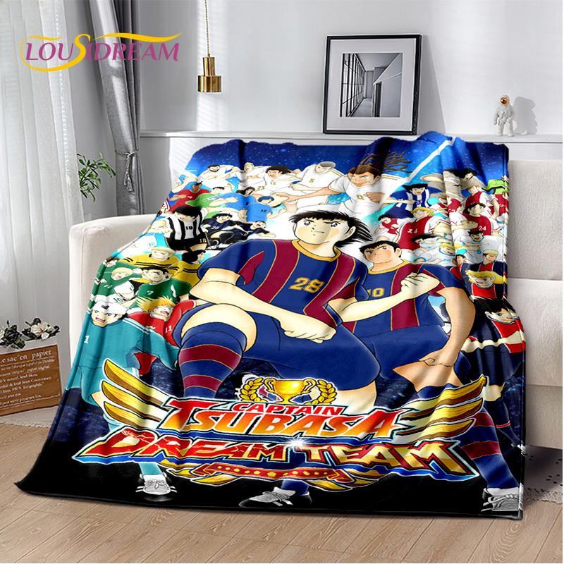 Captain Tsubasa Anime Soccer Cartoon Blanket,Soft Throw Blanket for Home Bedroom Bed Sofa Picnic Travel Office Cover Blanket Kid