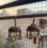Pink Jhumka Earrings, Pearl and Bead Indian Dangle Earrings, Traditional Ethnic Jewelry