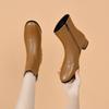 Fashion Boots Women's Autumn and Winter Simple Temperament Round Head Thick Heel Straight Boots Two Kinds of Height Leather Boots Women's Boots