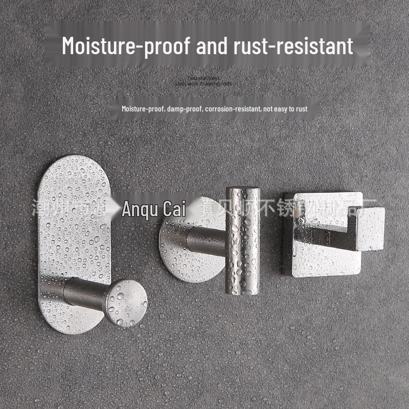 Punch-Free Stainless Steel Hooks - Strong Adhesive for Kitchen & Bathroom Storage Organizing Backpacks, Hats, Headbands.