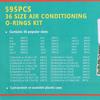 36 Size Air Conditioning O Ring Kit 595pcs Automotive A/C Plumbing Repair  Air-Conditioning