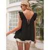 Women's Sleeveless Flutter Sleeve Lotus Collar Top, T-Shirt, Sweet Babydoll Blouse
